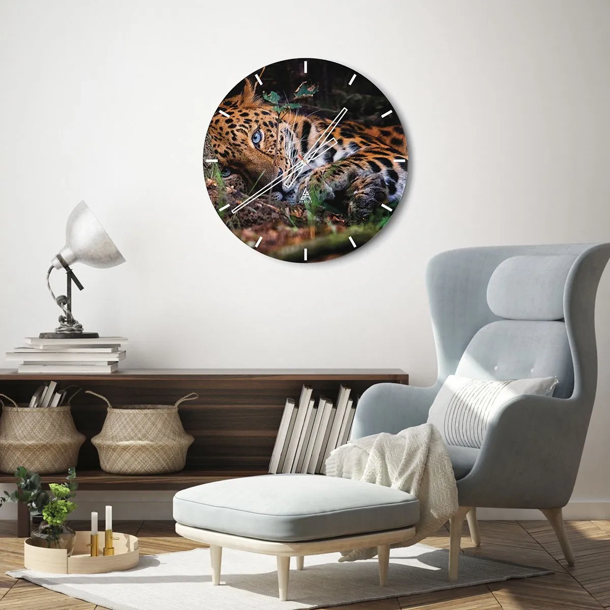 Zegar ścienny - Odpoczywający lampart w naturalnym otoczeniu - 30x30cm - Zaufaj mi - Nowoczesna dekoracja ścienna do salonu, kuchni i sypialni ARTTOR
