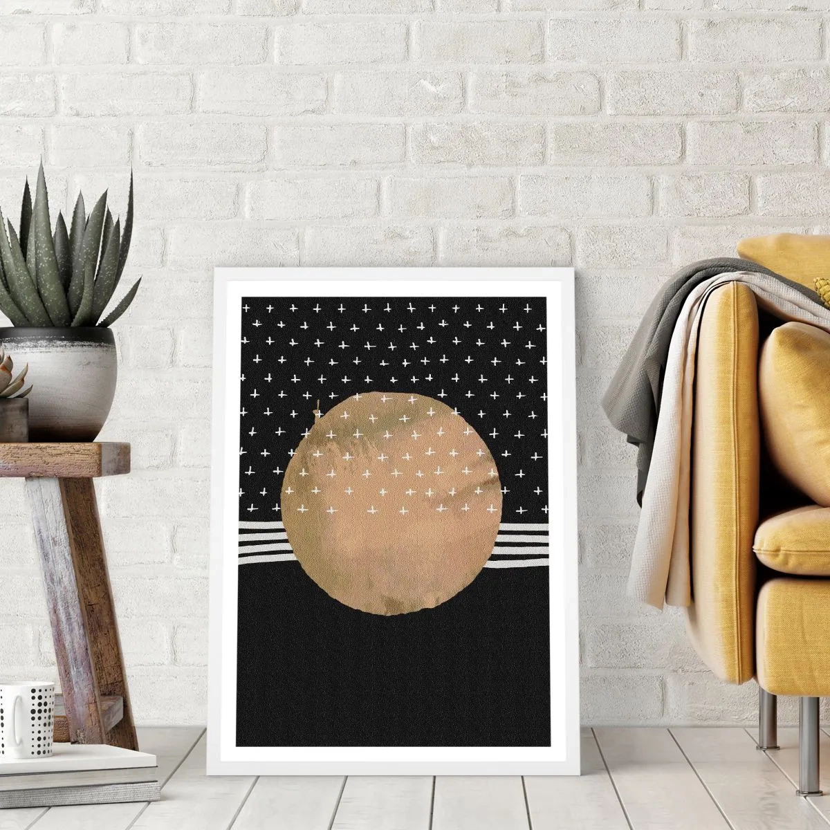 Plakat w białej ramie - Kompozycja: flaga galaktyki - 50x70 cm