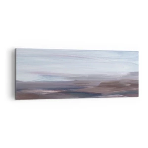Obraz na płótnie - Subtelna abstrakcja z delikatnymi pociągnięciami w pastelowych tonach - 140x50cm - Żywioły: woda - Nowoczesna dekoracja ścienna do salonu i sypialni ARTTOR