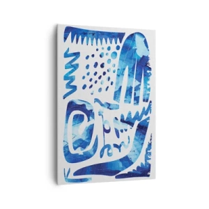 Obraz na płótnie - Abstrakcyjny wzór w odcieniach niebieskiego - 70x100cm - Powrót do korzeni - Nowoczesna dekoracja ścienna do salonu i sypialni ARTTOR