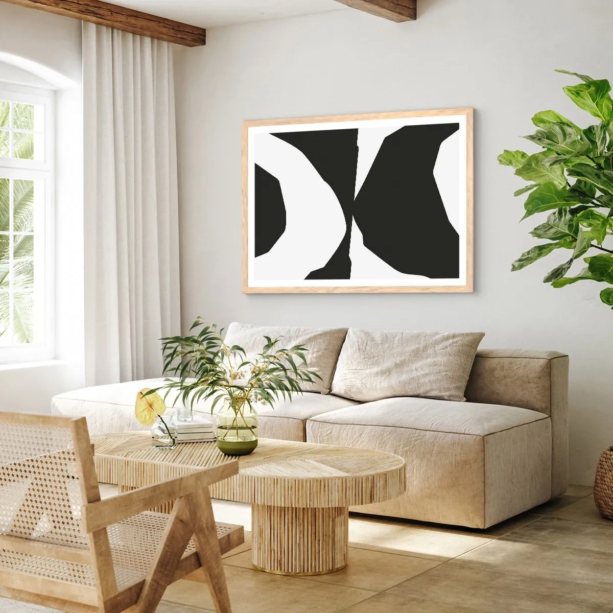 Plakat w ramie jasny dąb - Pozytyw -negatyw - 100x70 cm