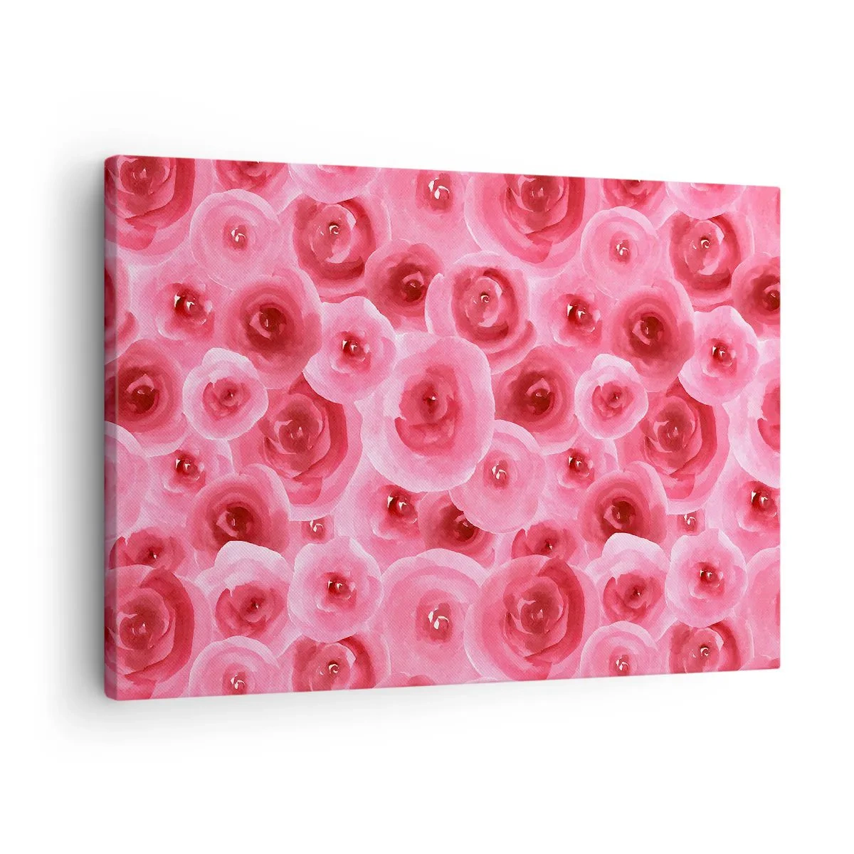 Obraz na płótnie - Delikatne róże w pastelowych odcieniach różu - 70x50cm - Róże na dole i na górze - Nowoczesna dekoracja ścienna do salonu i sypialni ARTTOR