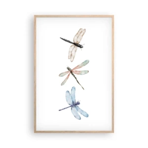Plakat w ramie jasny dąb - Ważki nieważkie - 61x91 cm