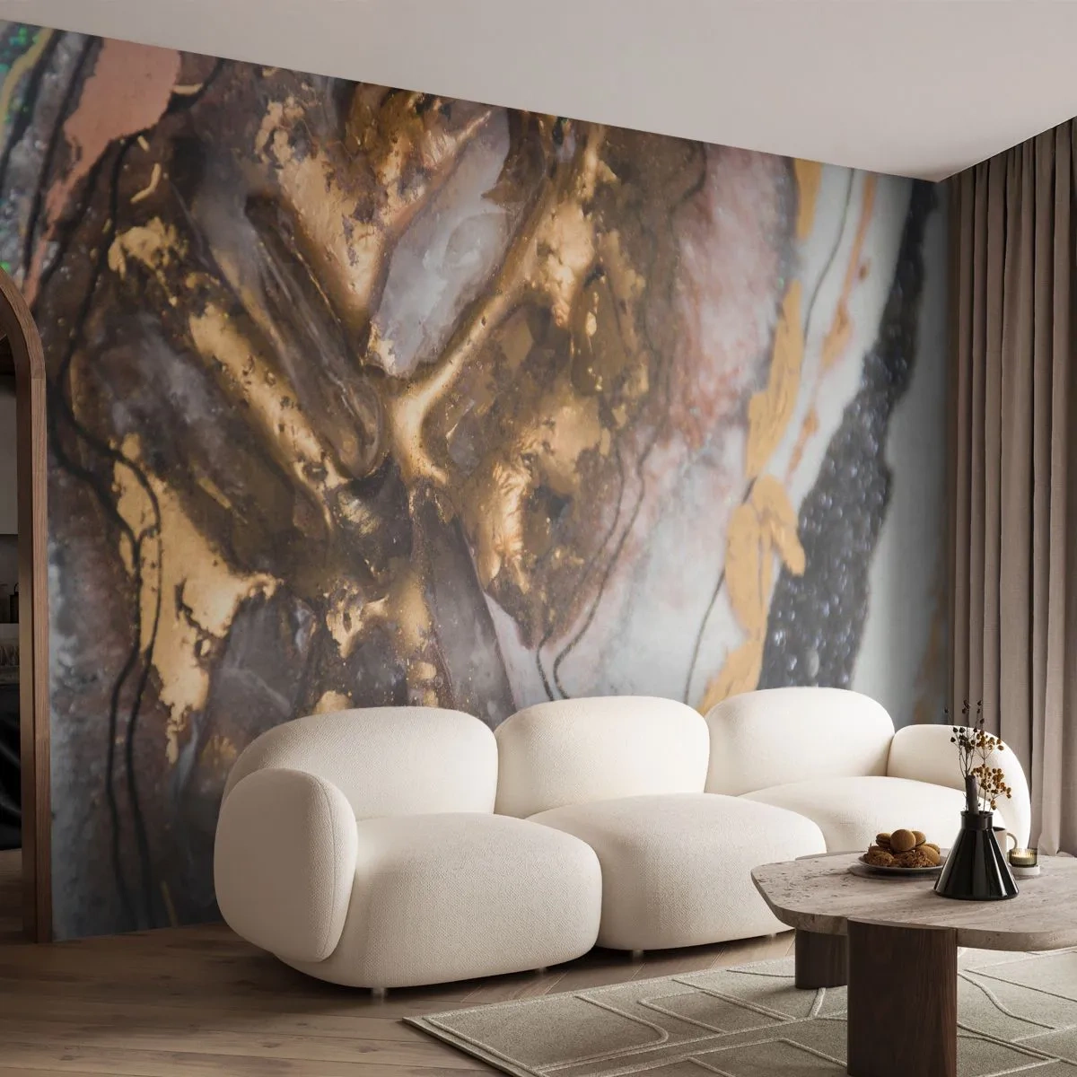 Fototapeta Premium Sand - Abstrakcyjny wzór inspirowany strukturą minerału - 100x70cm - Żywioł ziemi - Nowoczesna dekoracja ścienna do salonu, kuchni i sypialni ARTTOR