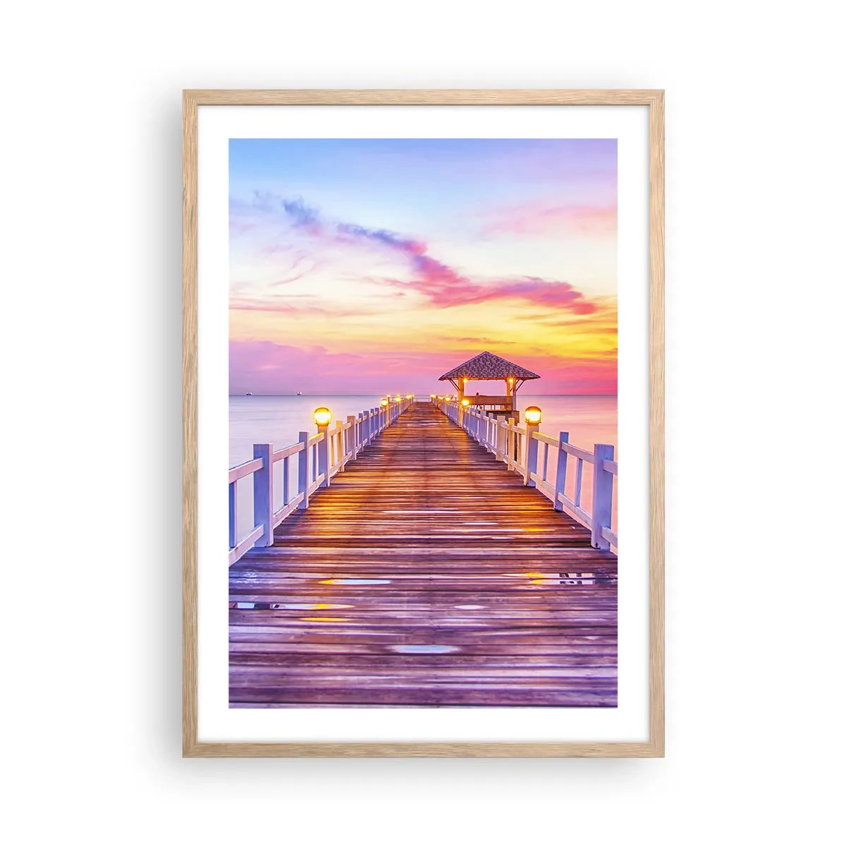Plakat w ramie jasny dąb - Liliowo-złota cisza wieczoru - 50x70 cm