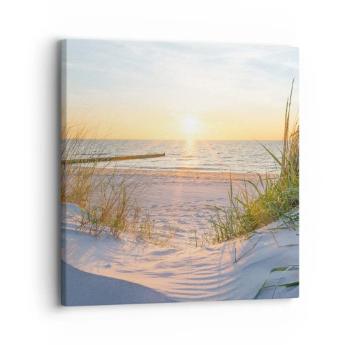 Obraz na płótnie - Morza szum, ptaków śpiew, dzika plaża pośród traw… - 30x30 cm