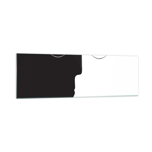 Obraz na szkle - Minimalistyczna sylwetka dwóch twarzy w kontrastowych kolorach - 160x50cm - Jedność przeciwieństw - Nowoczesna dekoracja ścienna do salonu i sypialni ARTTOR