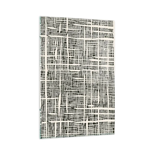 Obraz na szkle - Geometryczny wzór przypominający siatkę na jasnym tle - 80x120cm - Kompozycja utkana - Nowoczesna dekoracja ścienna do salonu i sypialni ARTTOR
