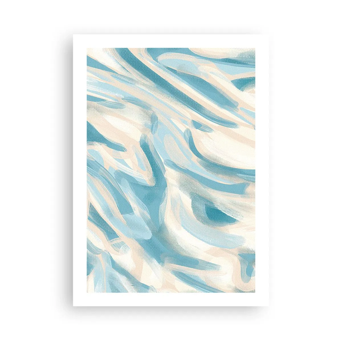 Plakat - Abstrakcyjne fale w błękitnych i beżowych odcieniach - 50x70cm - Wiosenne powiewy - Nowoczesna dekoracja ścienna do salonu, kuchni i sypialni ARTTOR