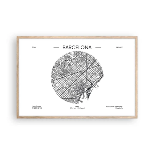 Plakat w ramie jasny dąb - Anatomia Barcelony - 91x61 cm