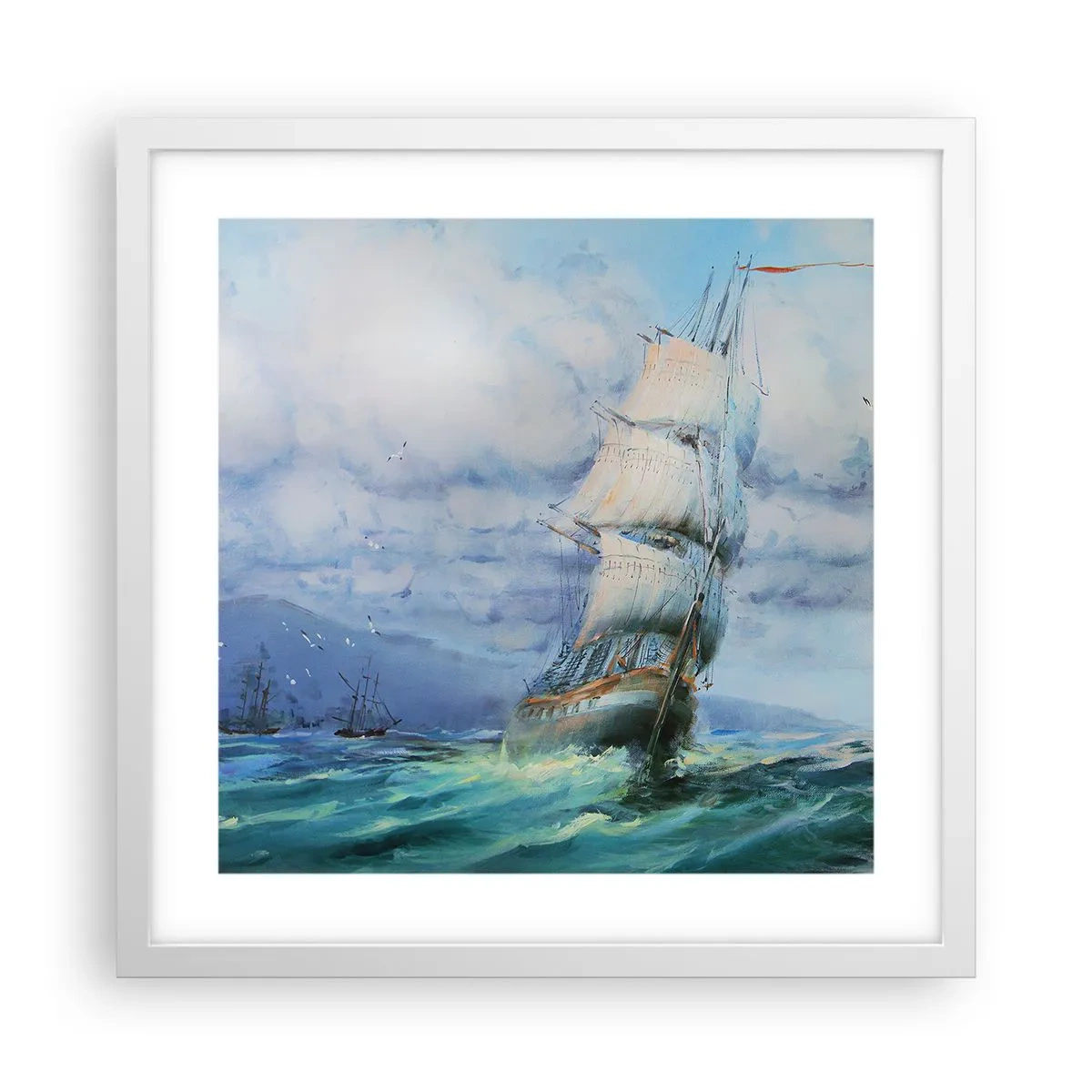 Plakat w białej ramie - Pomyślnych wiatrów - 40x40 cm