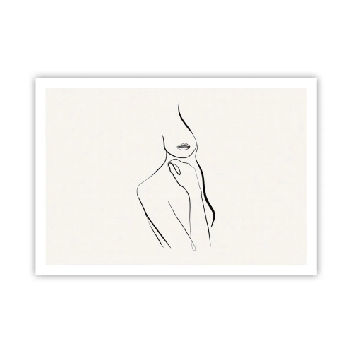 Plakat - Minimalistyczny szkic sylwetki kobiety na jasnym tle - 100x70cm - Fala melancholii - Nowoczesna dekoracja ścienna do salonu i sypialni ARTTOR