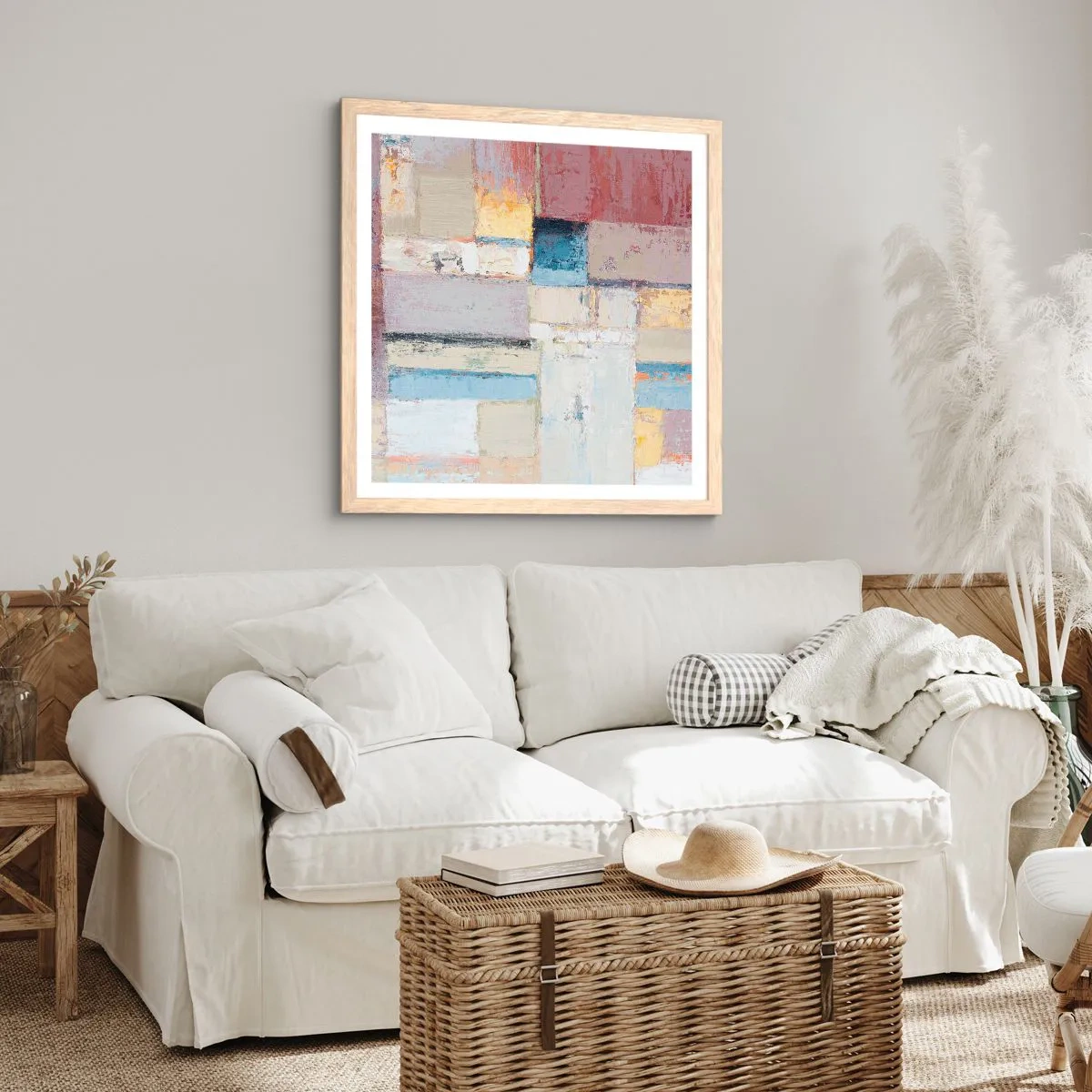 Plakat w ramie jasny dąb - Spokój geometrii - 60x60 cm