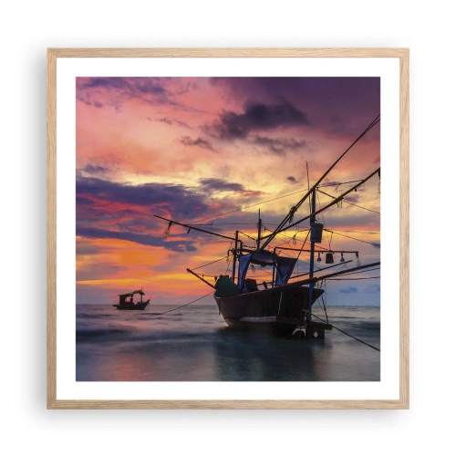 Plakat w ramie jasny dąb - Egzotyczny wieczór - 60x60 cm