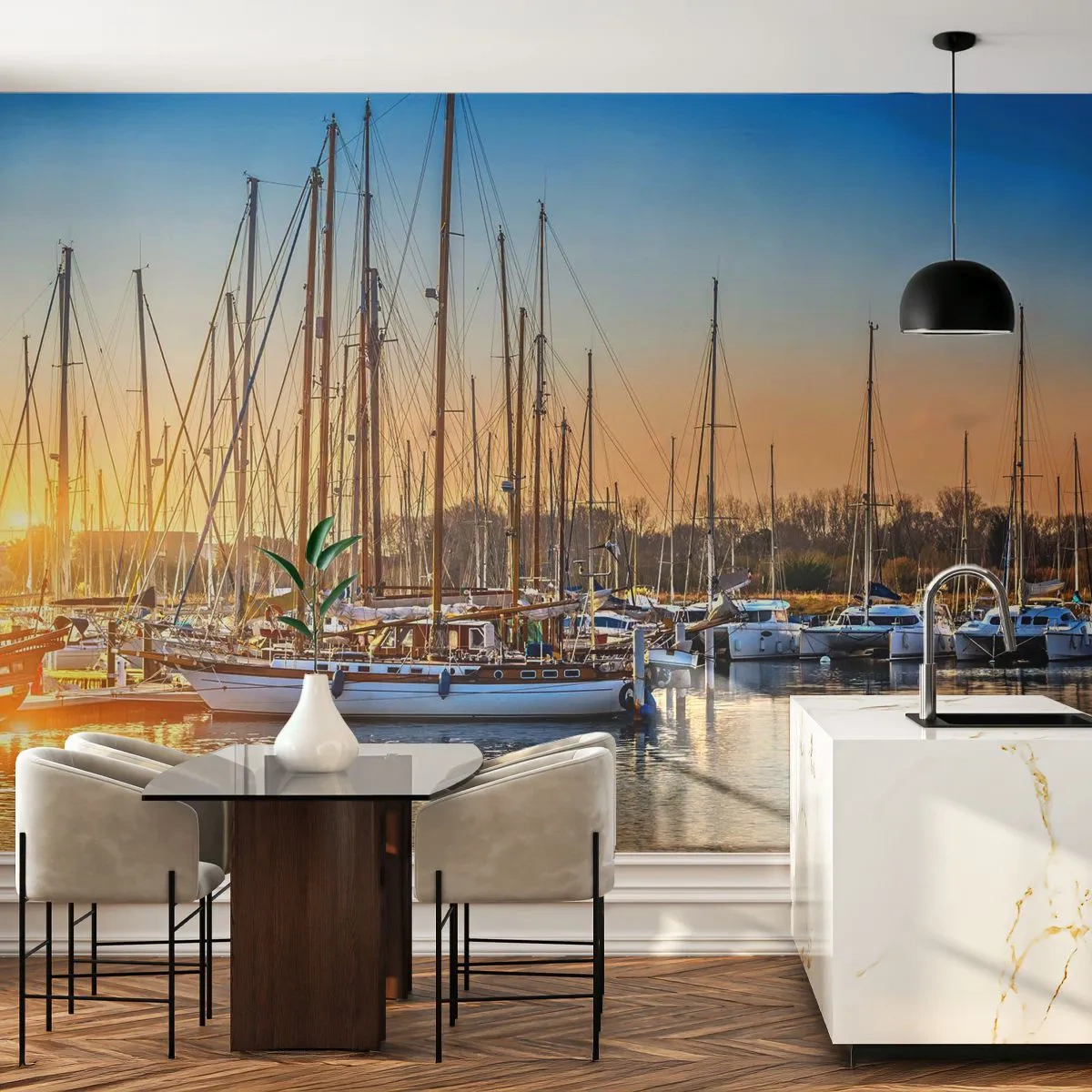 Fototapeta Samoprzylepna Deluxe Sticker - Wiatr też musi spać - Krajobraz, Port Jachtowy, Żaglówka - 250x175 cm