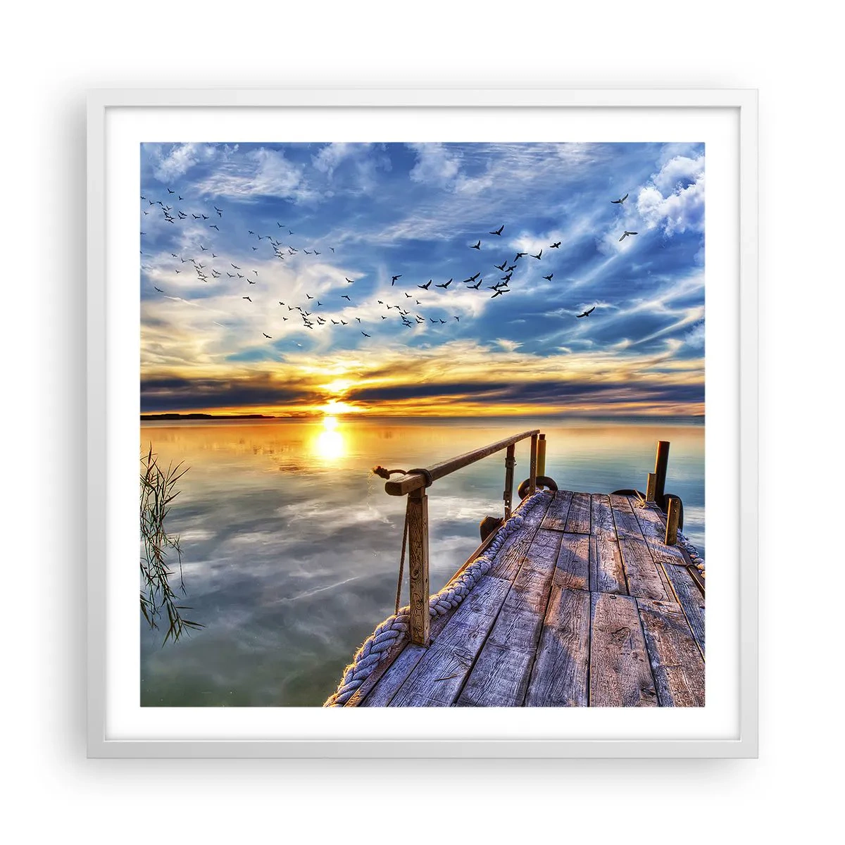 Plakat w białej ramie - Wiatr idzie na spoczynek - 60x60 cm