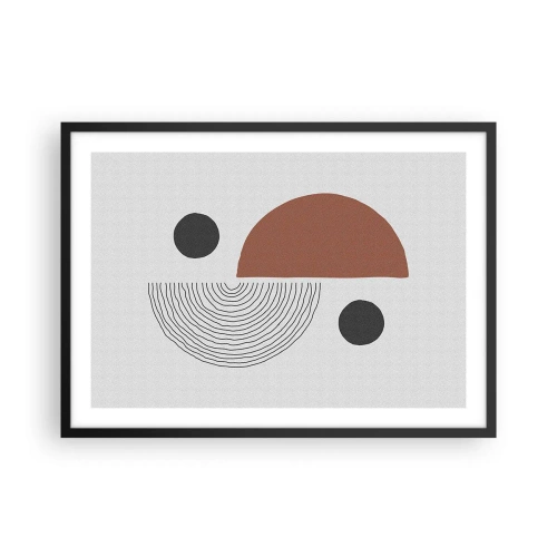 Plakat w czarnej ramie - Geometryczne kształty w odcieniach brązu i czerni - 70x50cm - Doskonałość koła - Nowoczesna dekoracja ścienna do salonu i sypialni ARTTOR
