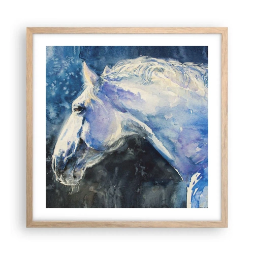 Plakat w ramie jasny dąb - Portret w błękitnej poświacie - 50x50 cm