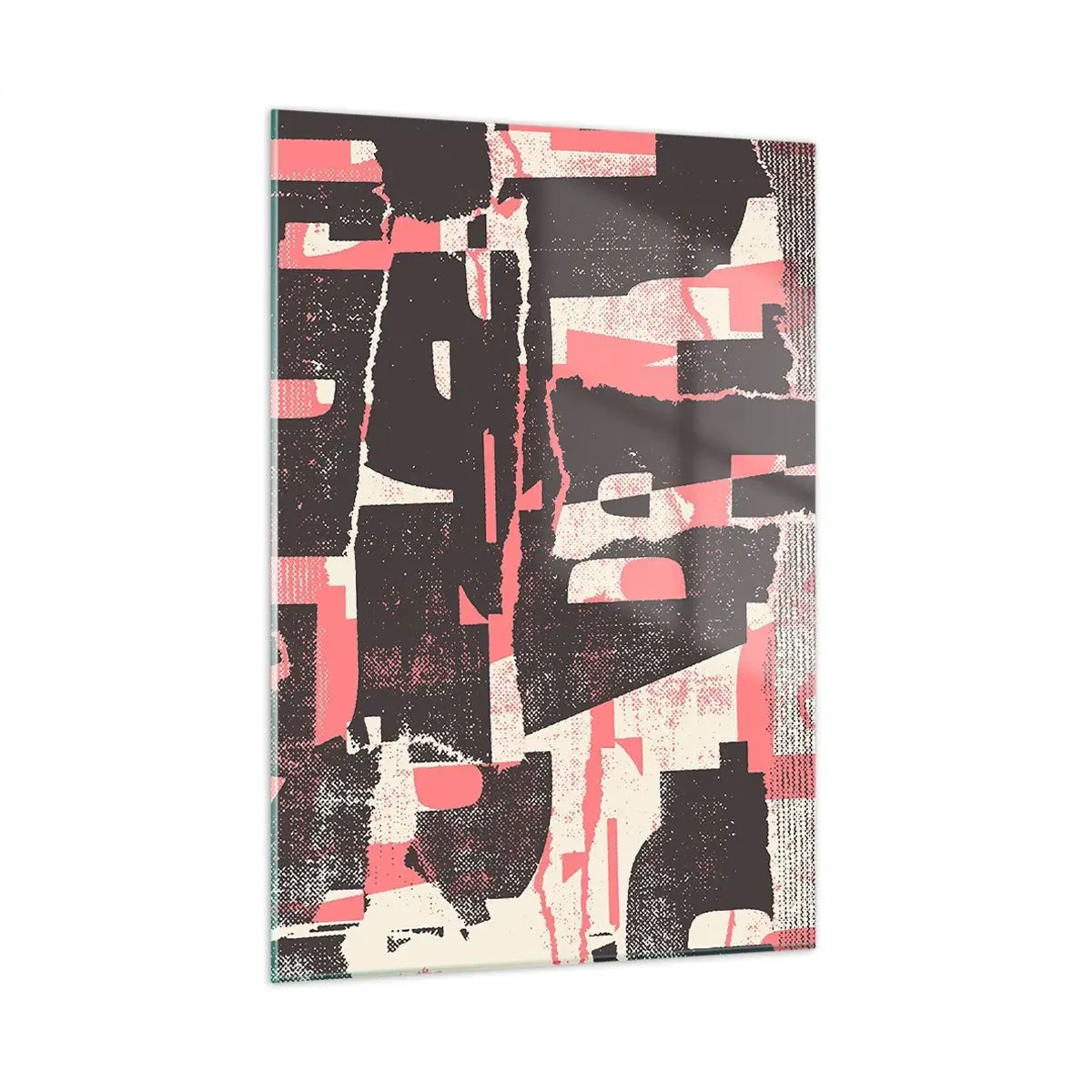 Obraz na szkle - Nowoczesna abstrakcja w czerni, czerwieni i beżu - 50x70cm - Cały ten zgiełk - Nowoczesna dekoracja ścienna do salonu, kuchni i sypialni ARTTOR
