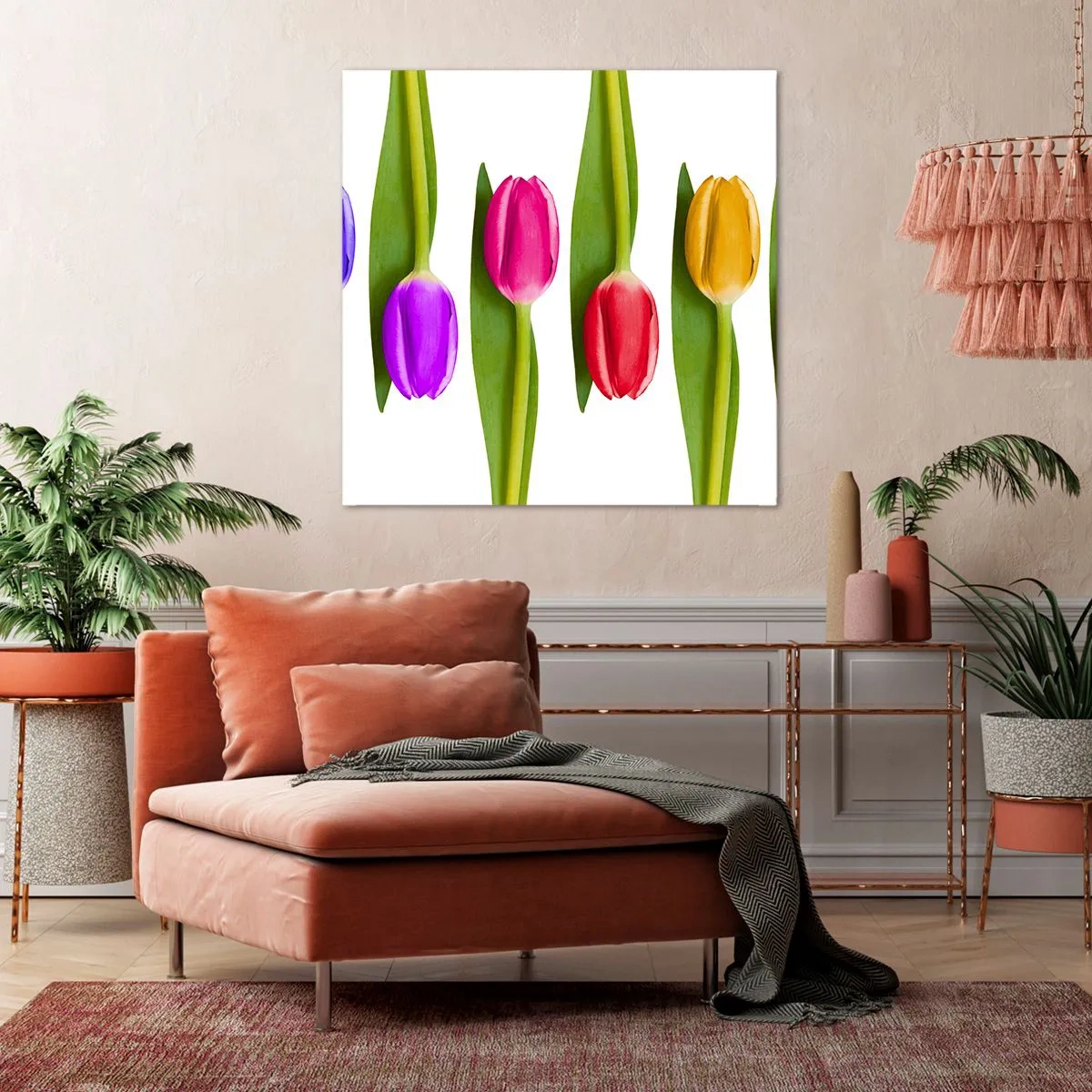 Obraz na płótnie - Tęczowa kompozycja - 40x40 cm