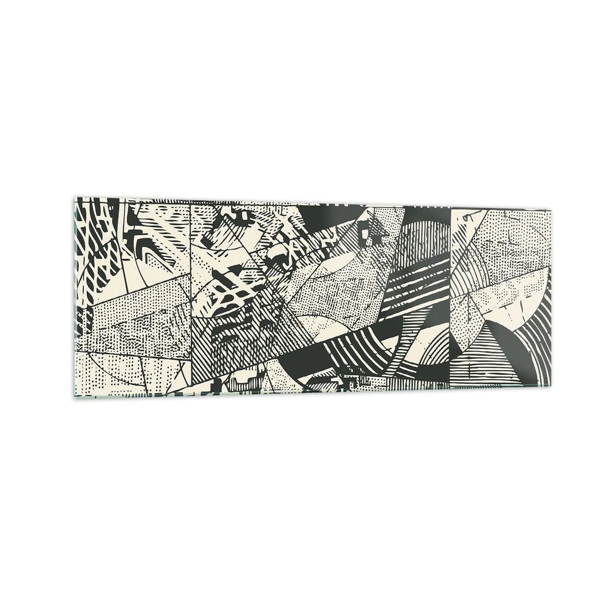 Obraz na szkle - Geometryczne abstrakcyjne wzory w odcieniach zieleni na jasnym tle - 140x50cm - Dynamika współczesności - Nowoczesna dekoracja ścienna do salonu i sypialni ARTTOR