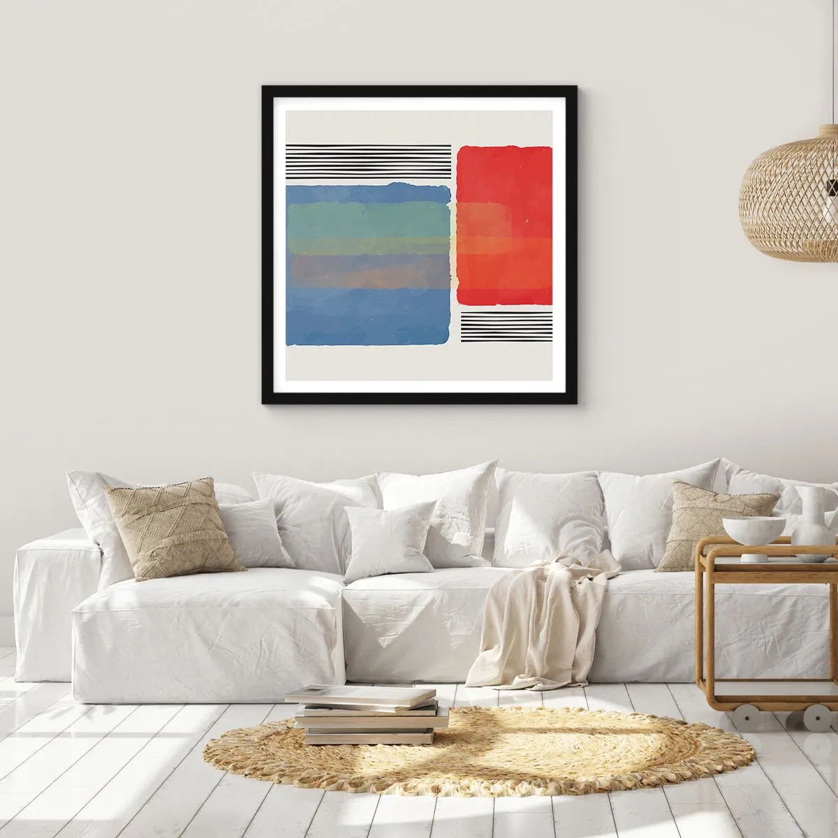 Plakat w czarnej ramie - Duch i litera geometrii - 30x30 cm
