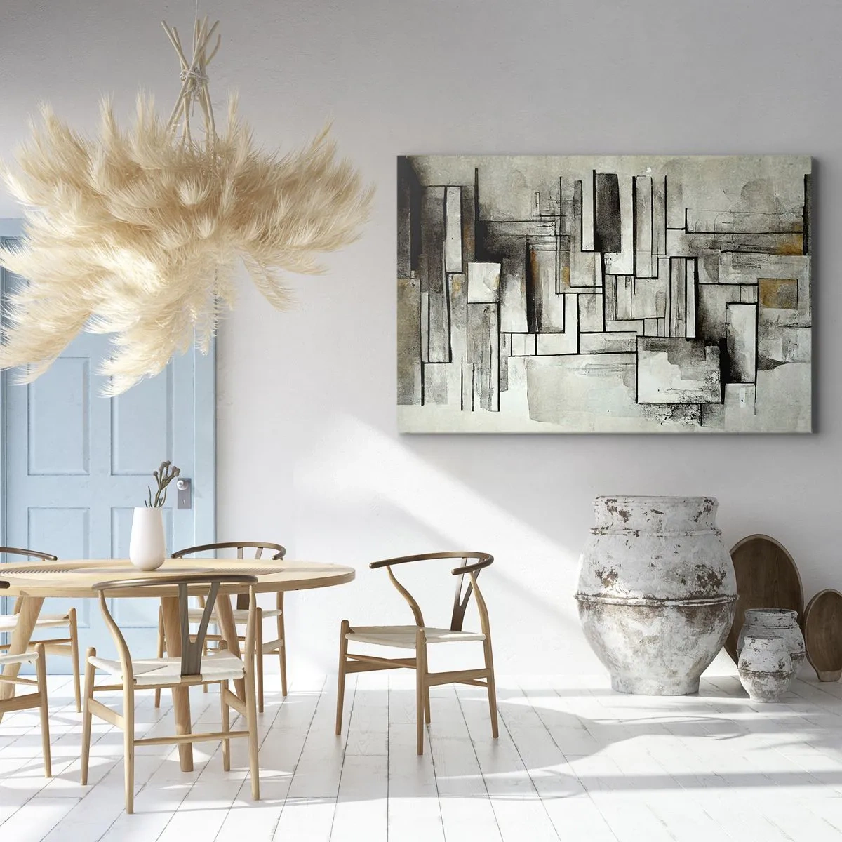 Obraz na płótnie - Abstrakcyjne prostokąty w odcieniach szarości i czerni - 70x50cm - Siła prostoty - Nowoczesna dekoracja ścienna do salonu i sypialni ARTTOR