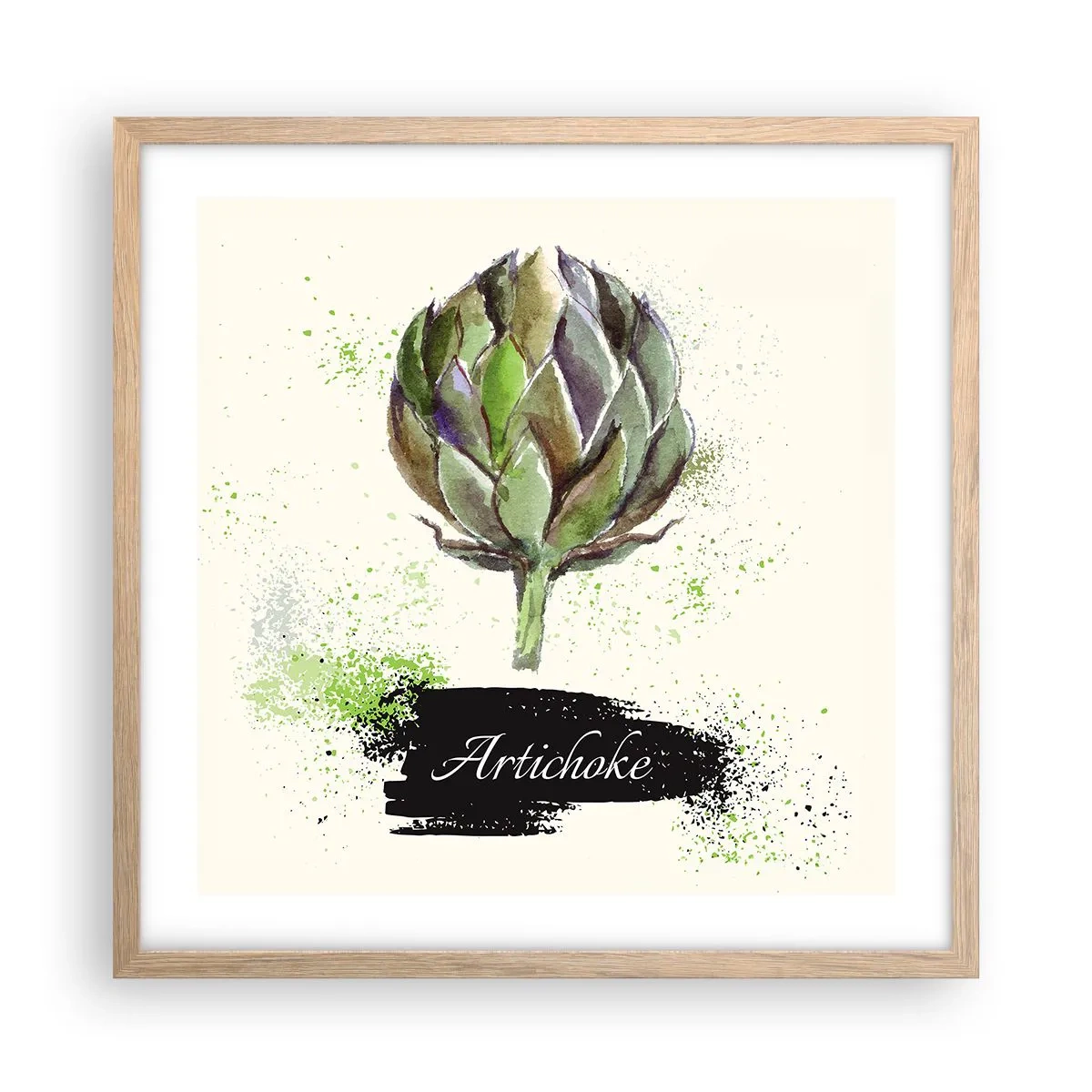 Plakat w ramie jasny dąb - Eviva warzywa! - 50x50 cm
