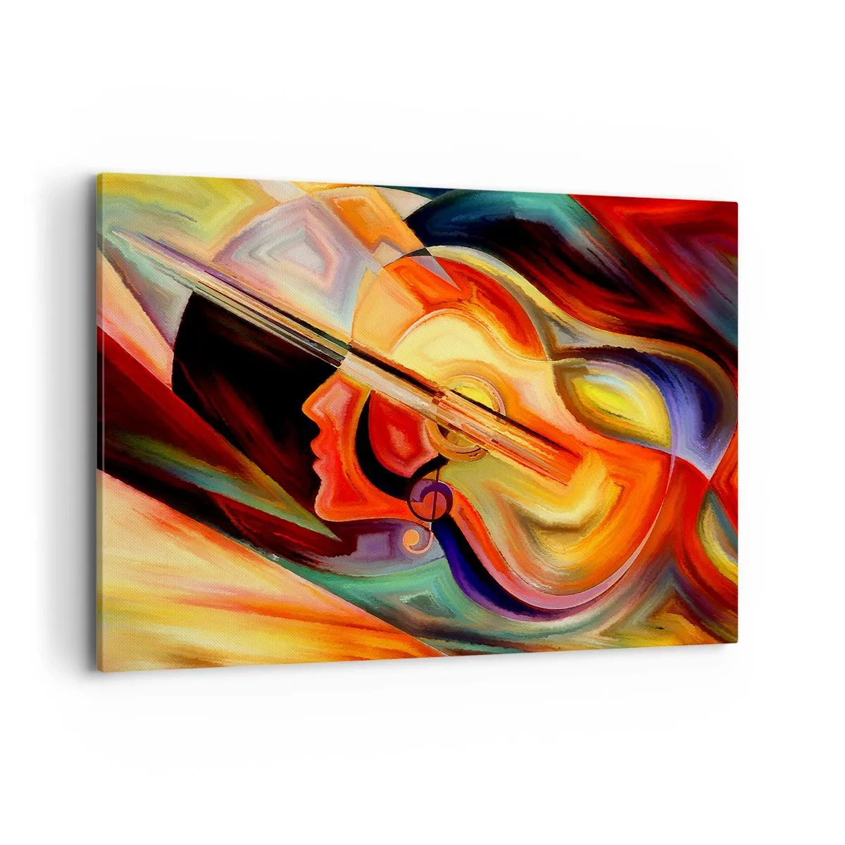 Obraz na płótnie - Kolorowa abstrakcja inspirowana muzyką i gitarą - 120x80cm - Wszystko gra - Nowoczesna dekoracja ścienna do salonu, kuchni i sypialni ARTTOR