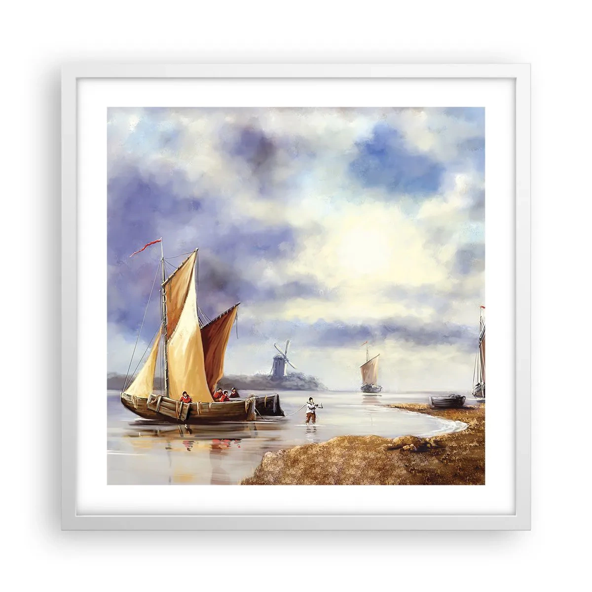 Plakat w białej ramie - Powrót żeglarzy - 50x50 cm
