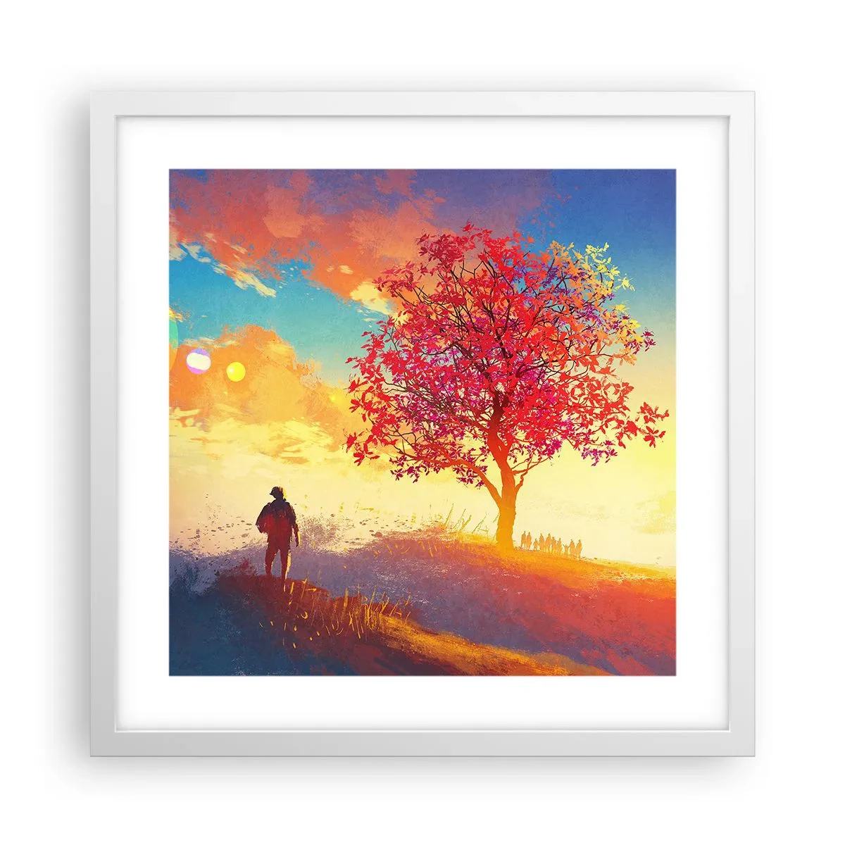 Plakat w białej ramie - Pielgrzym u celu - 40x40 cm