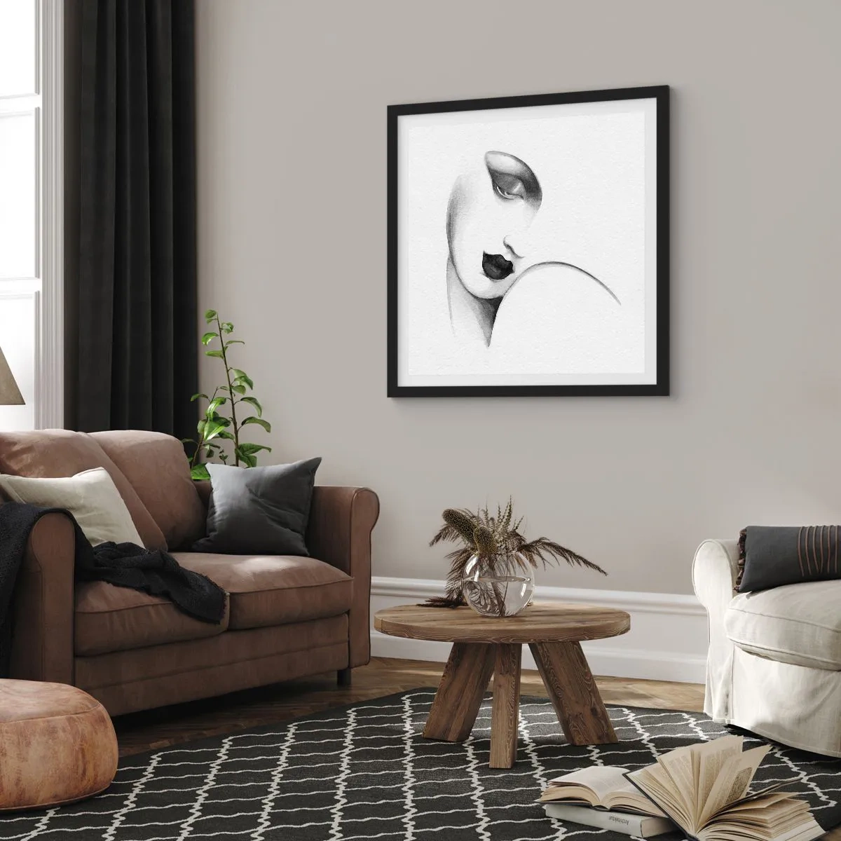 Plakat w czarnej ramie - W stylu Łempickiej - 60x60 cm