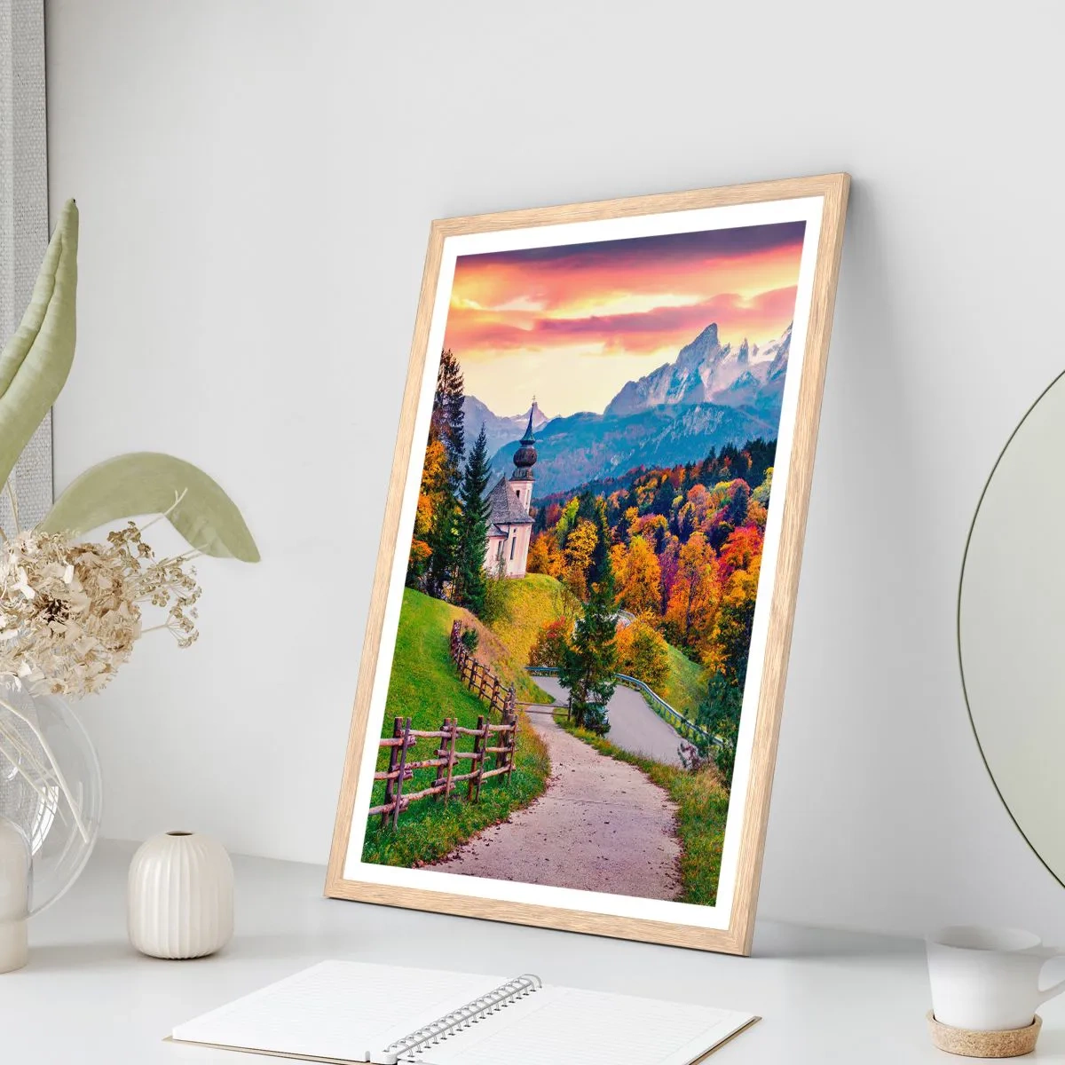Plakat w ramie jasny dąb - Pejzaż jak malowanie - 40x50 cm