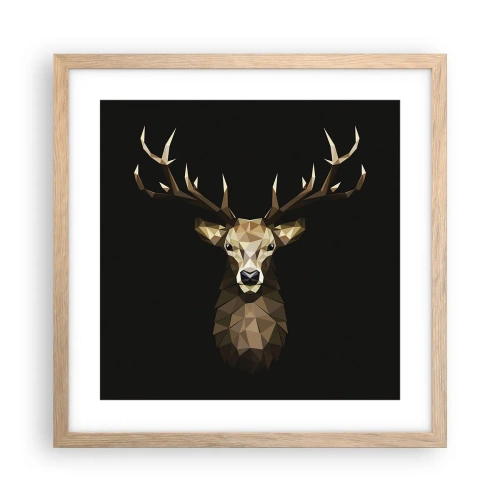 Plakat w ramie jasny dąb - Kubistyczny jeleń - 40x40 cm