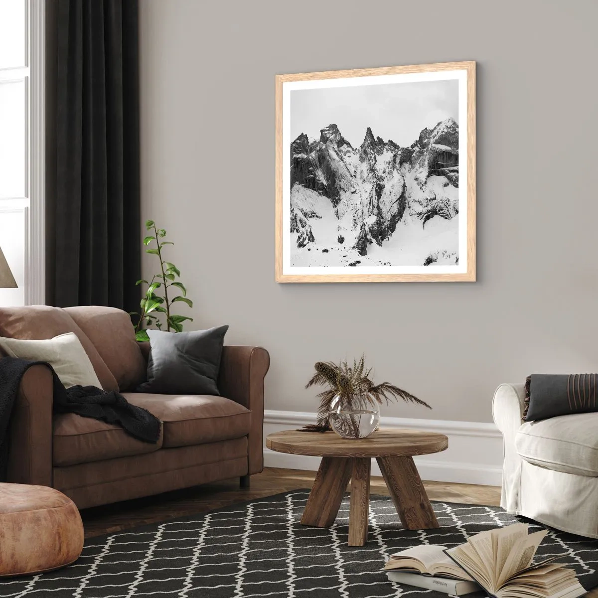 Plakat w ramie jasny dąb - Granitowa groźna grań - 50x50 cm