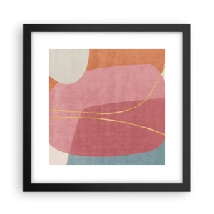 Plakat w czarnej ramie - Pastelowa kompozycja z nicią złota - 30x30 cm