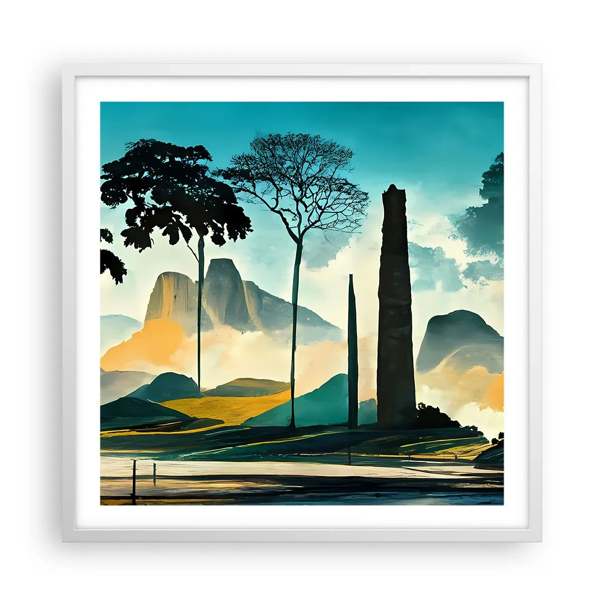 Plakat w białej ramie - Wciąż wyżej i wyżej - 60x60 cm