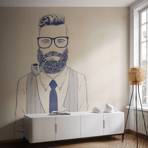 Fototapeta Premium Canvas - Pogodny, męski i modny - Mężczyzna, Abstrakcja, Fajka - 300x210 cm
