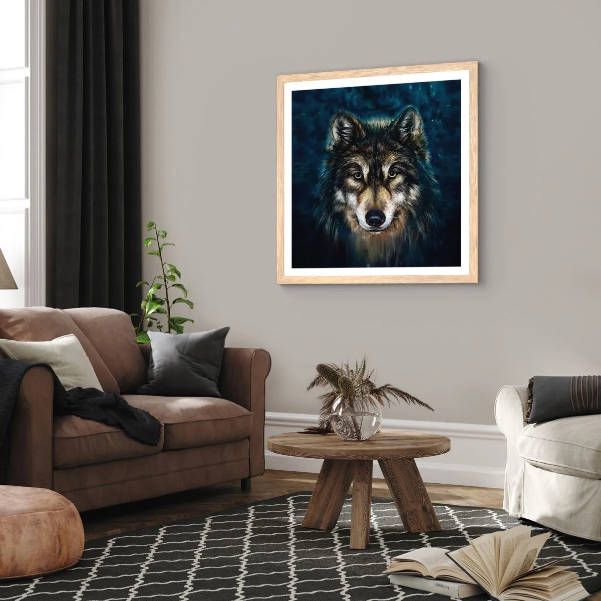 Plakat w ramie jasny dąb - Alfa? I omega - 60x60 cm