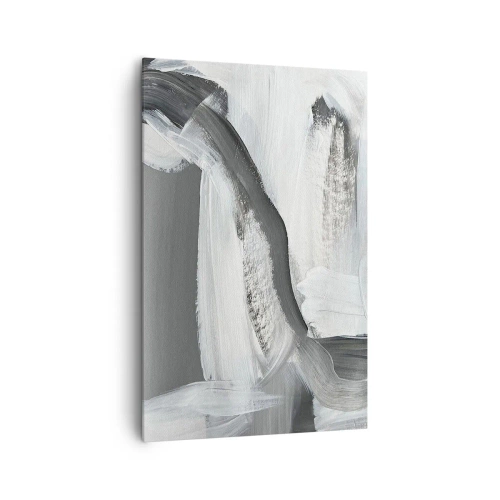 Obraz na płótnie - Szaro-biała abstrakcja z dynamicznymi liniami - 80x120cm - Zdecydowanym ruchem - Nowoczesna dekoracja ścienna do salonu i sypialni ARTTOR