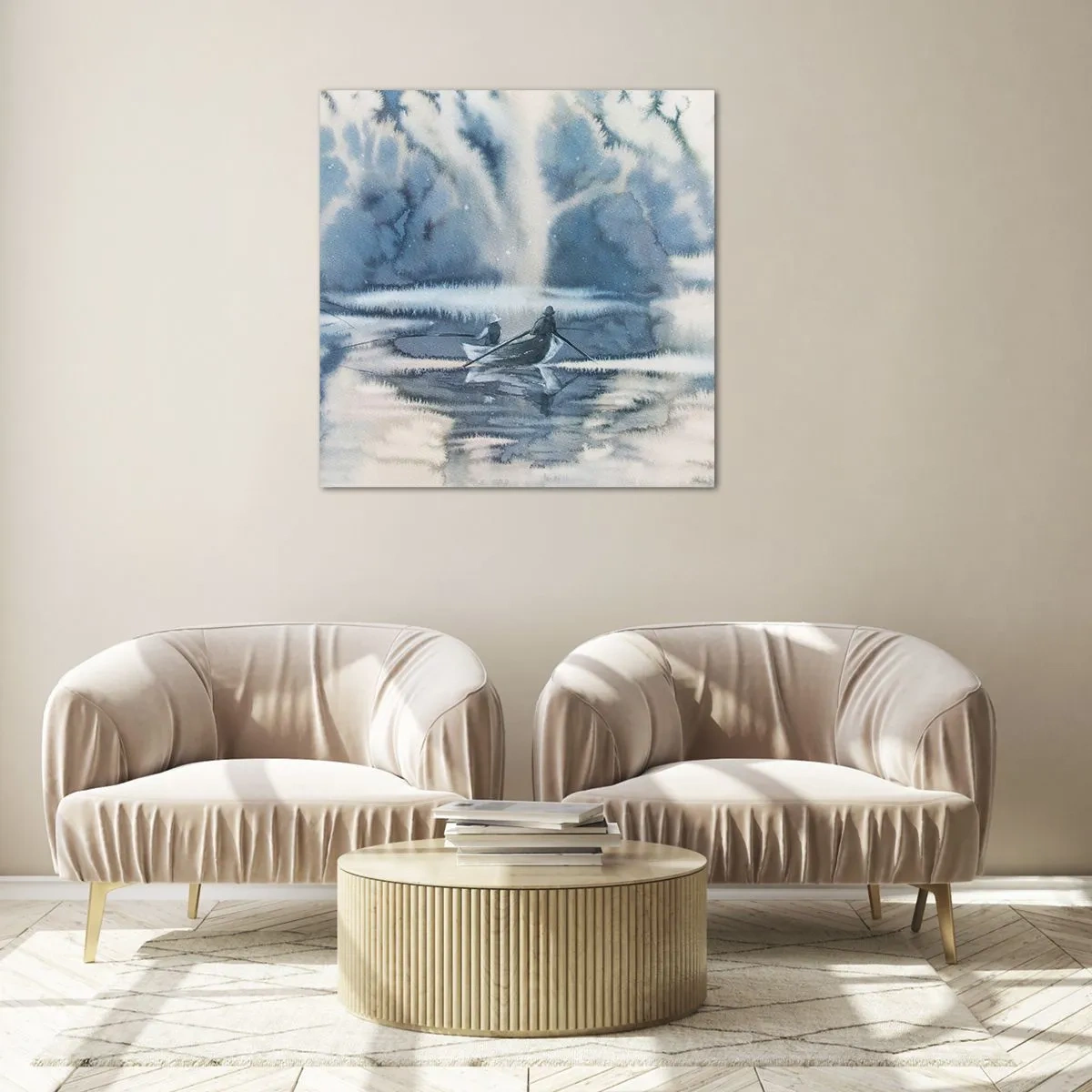 Obraz na szkle - Wędkarze w swoim raju - 70x70 cm