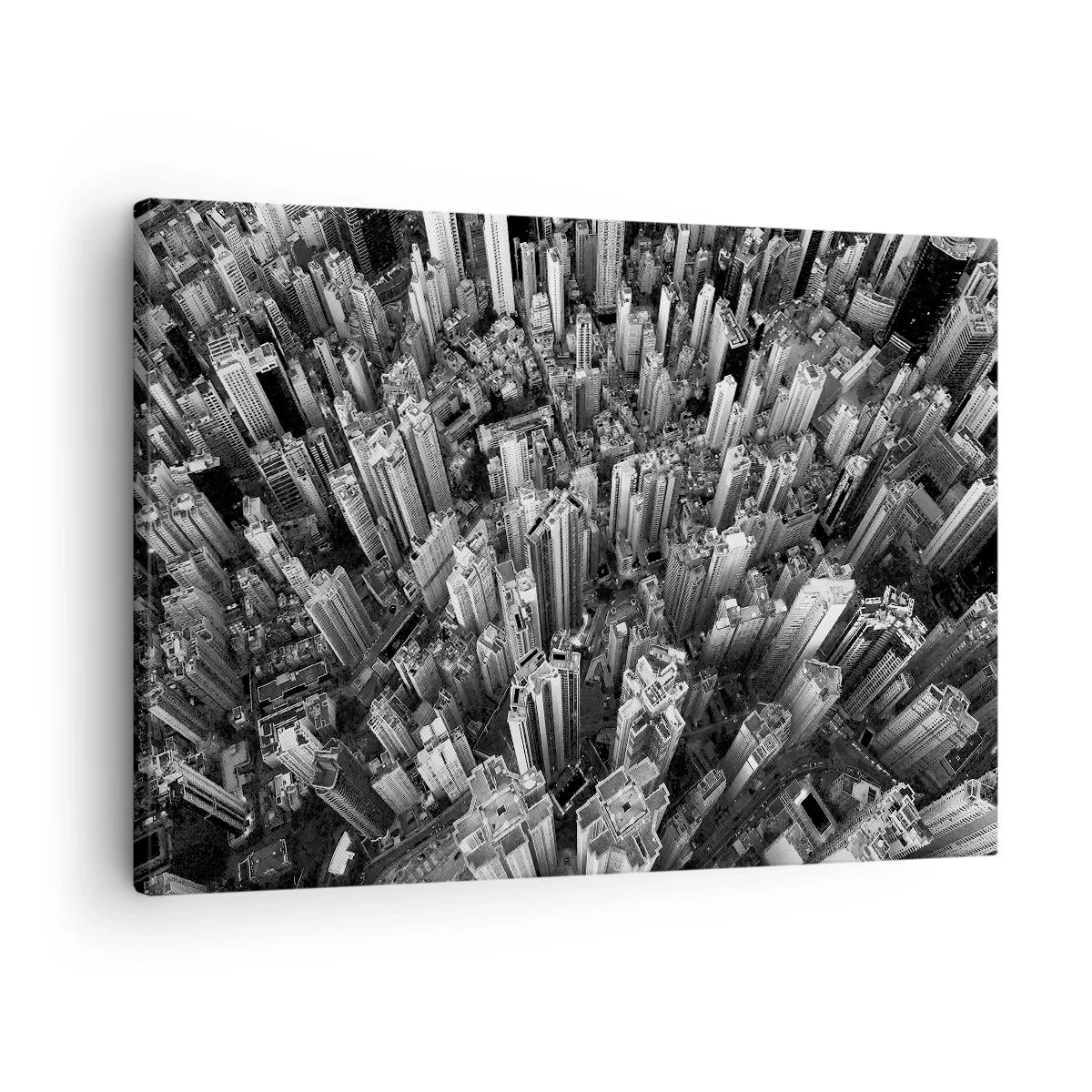 Obraz na płótnie - Czarno-biały widok miasta z lotu ptaka - 70x50cm - Wciąż wyżej i wyżej - Nowoczesna dekoracja ścienna do salonu i sypialni ARTTOR