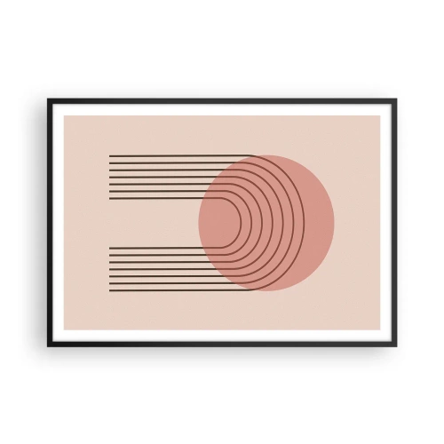 Plakat w czarnej ramie - Abstrakcyjny motyw z różowym okręgiem i liniami - 100x70cm - Nieodparte przyciąganie - Nowoczesna dekoracja ścienna do salonu i sypialni ARTTOR