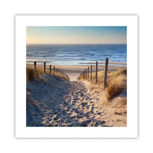 Plakat - Morza szum, ptaków śpiew, dzika plaża pośród traw… - 40x40 cm