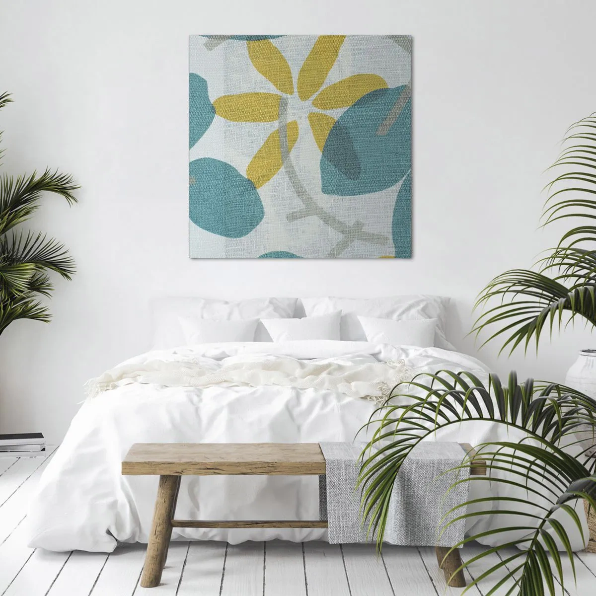 Obraz na płótnie - Wśród lazurowych liści - 70x70 cm