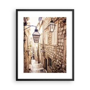 Plakat w czarnej ramie - Urokliwy zaułek - 40x50 cm