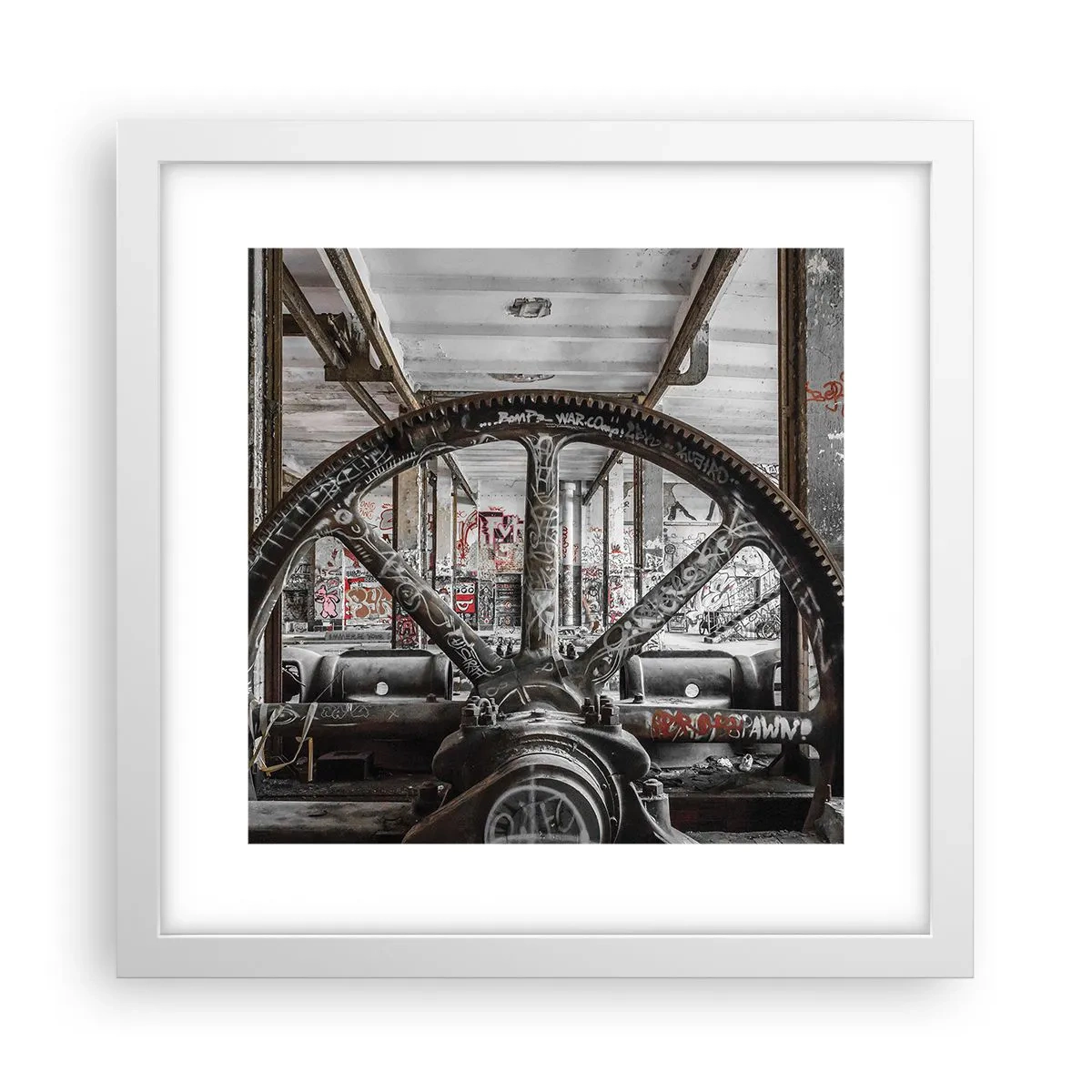 Plakat w białej ramie - Sekretne życie fabryki - 30x30 cm