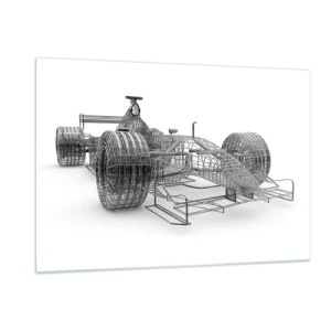Obraz na szkle - Rysunek techniczny samochodu wyścigowego w stylu 3D - 120x80cm - Idealna konstrukcja - idea pędu - Nowoczesna dekoracja ścienna do salonu, kuchni i sypialni ARTTOR