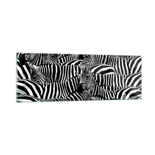 Obraz na szkle - Portret zbiorowy w paski - 90x30 cm