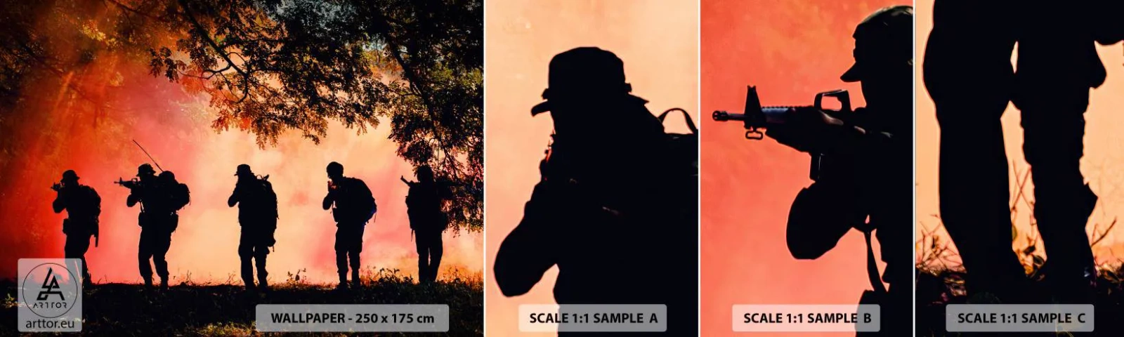 Fototapeta Próbka Standard Eco - …Wszyscy za jednego. - Żołnierz, Broń, Karabin - 100x30 cm